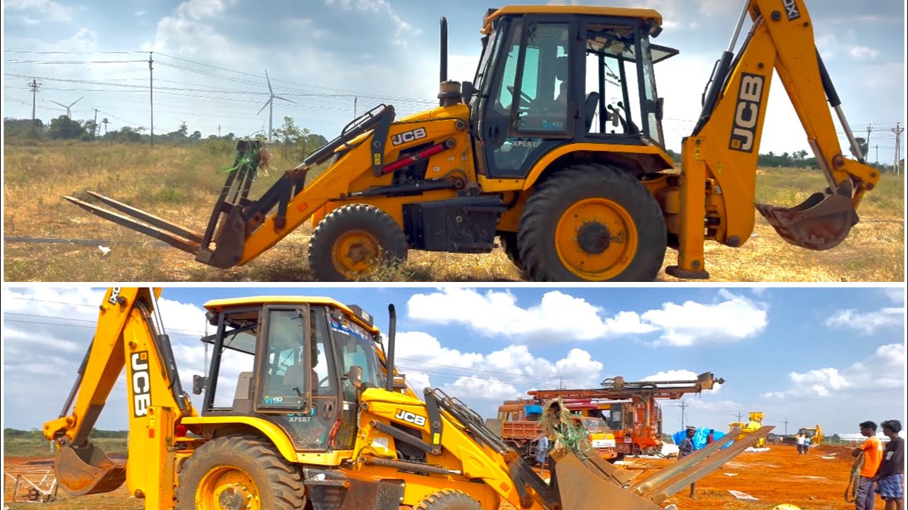 JCB 3DX Backhoe Loader at Solar Panel Site Panel Project ⚡🚜|  Friend Bucket Chance Work
