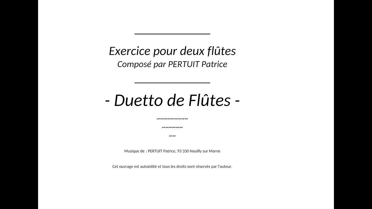 Duetto pour Grandes Flûtes - PERTUIT Patrice