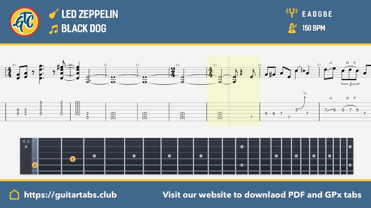 led zeppelin black dog guitar pro tab download