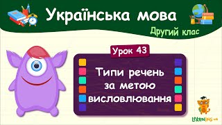 Типи речень за метою висловлювання. Урок 43. Українська мова. 2 клас