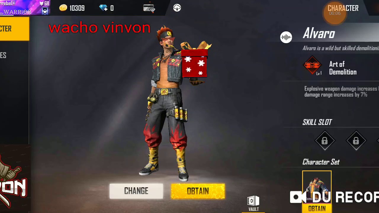# Garena free fire #Alvaro character# how to get Alvaro character in 99