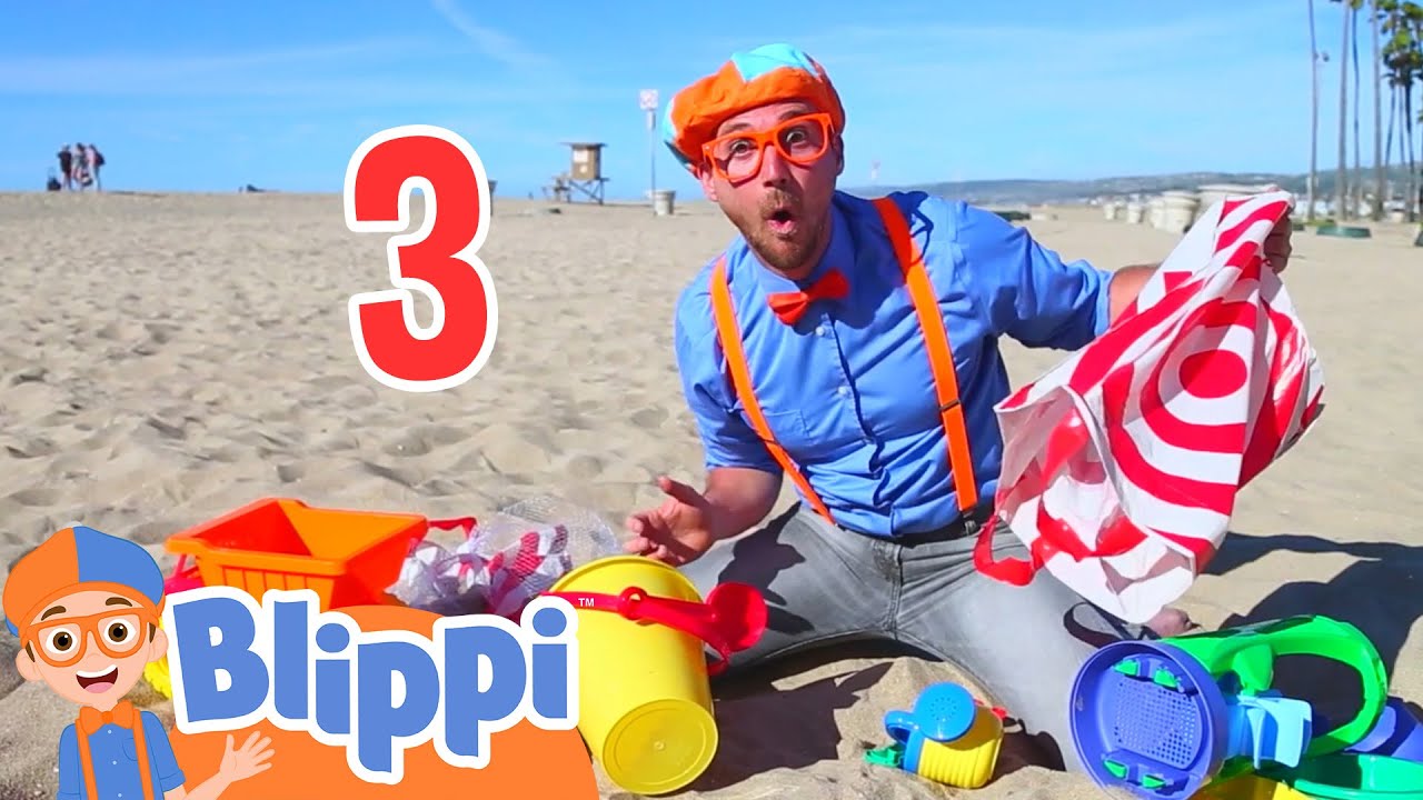 Blippi Visits The Beach and Learns Numbers - Educational Videos For Kids