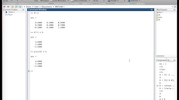 Matlab Tutorial 1 (Part 2) - Matrix Operations and Solution of a Matrix Equation