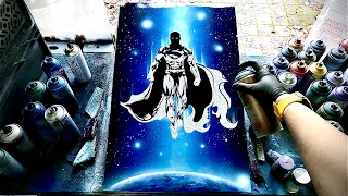 Man of Steel - SPRAY PAINT ART - Glow In The Dark -by Skech