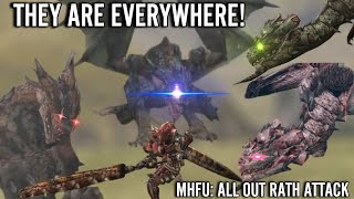 Monster Hunter Freedom Unite: ALL OUT RATH ATTACK! (Rathian, Rathalos, Pink, and Azure!)