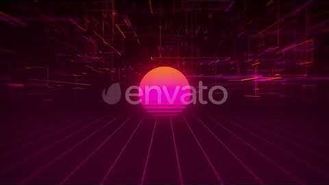 Synthwave Wireframe Net and Stars 80s | Motion Graphics - Envato elements