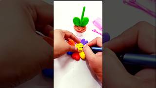 DIY idea 💡 how to make flower  with clay 🦁#clayart #youtubeshorts#shortvideo  #foryou
