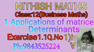 Class:12 (Business maths) Exercise 1.1 ,Q.No:1)iv,v -Rank of a matrix by Minor method
