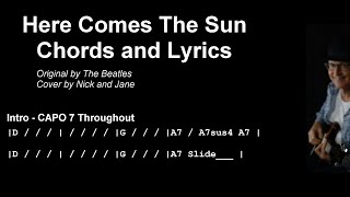 Video thumbnail of "Here Comes The Sun  Chords and Lyrics"