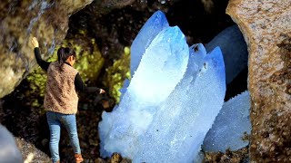 Huge blue diamond! A small cave hides a huge diamond
