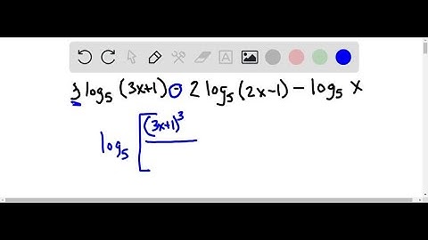 Write each expression as a single logarithm. 3 log_5(3 x+1)-2 log_5(2 x-1)-log_5 x