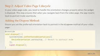 How to Set the Page Back to Portrait Mode from Landscape in Flutter