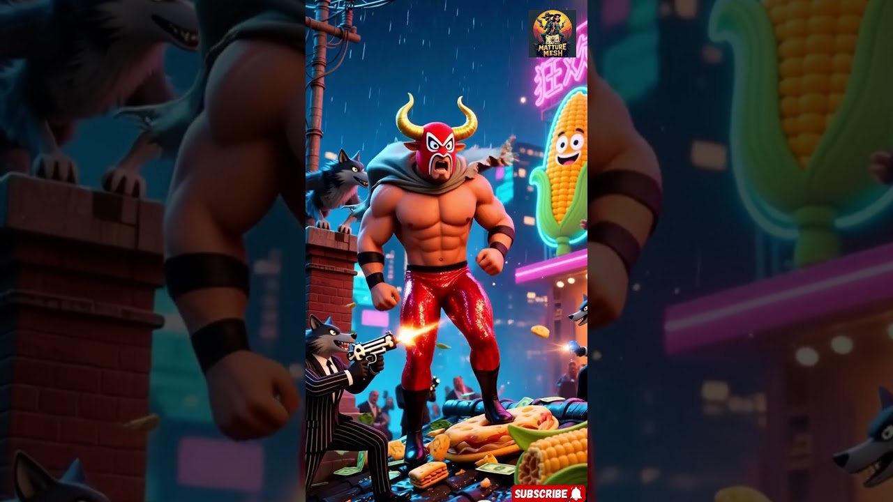 Luchador vs Werewolf Mafia 🐺💥 Neon Rooftop Chaos! 