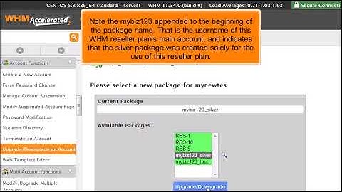 How to upgrade downgrade an account in WHM