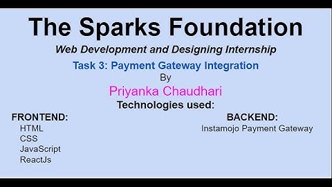 The Sparks Foundation Internship Task- Payment Gateway Integration | ReactJs and  Instamojo