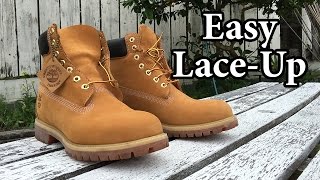 lacing up timberlands