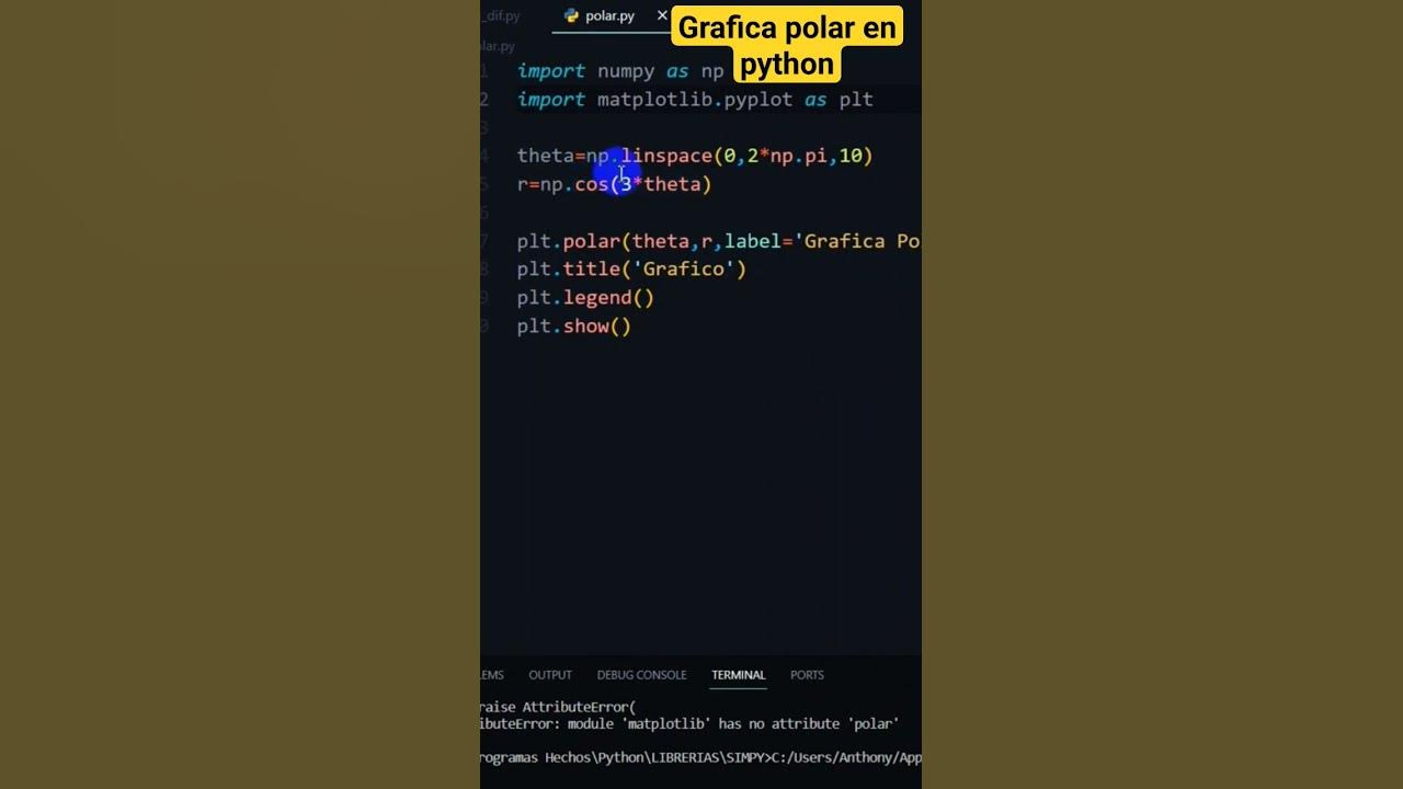 Grafica polar en python #python - YouTube