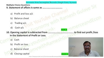 Single Entry System Accounts from Incomplete Records