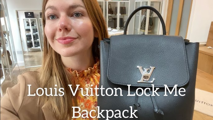 Louis Vuitton Black Mini Lock Me Backpack Bag in Grained Leather