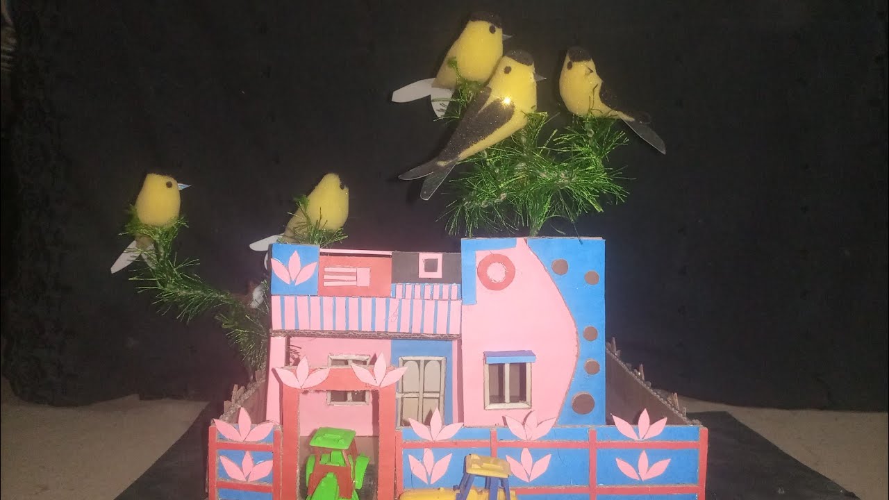 Diy how to make beautiful cardboard house/beautiful mini Bird & mini house/mini travelling house