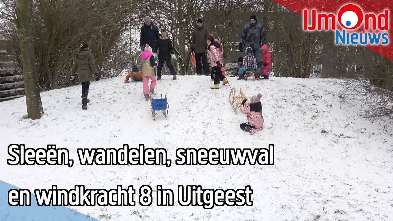 Sleeën, wandelen, sneeuwval en windkracht 8 in Uitgeest