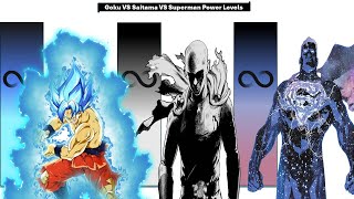Goku VS Saitama VS Superman POWER LEVELS ALL FORMS