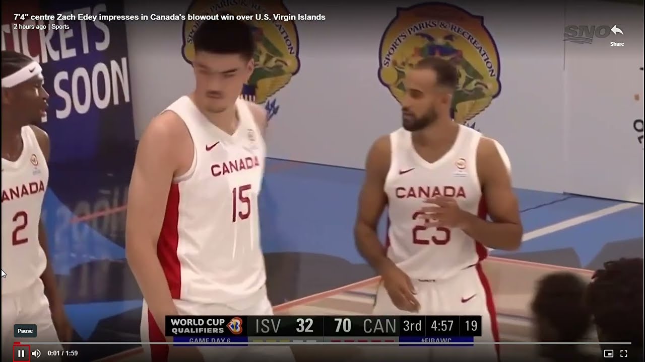 Zach Edey Highlights Canada vs Virgin Islands Fiba World Cup Qualifiers