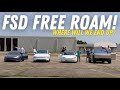 Free Roam FSD! Four Tesla Self-Driving Cars Engaged w/ No Destination