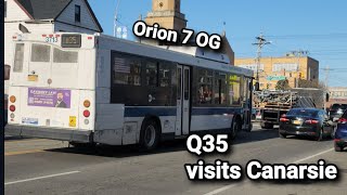 A rerouted Far Rockaway bound Q35 bus visits Canarsie Brooklyn via the B6 B82 route