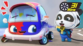 Four Little Cars Change Colors | Monster Truck | Kids Song | Car Cartoon | BabyBus - Cars World