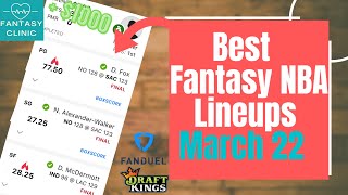 Best NBA Fanduel and Draftkings Lineups march 22