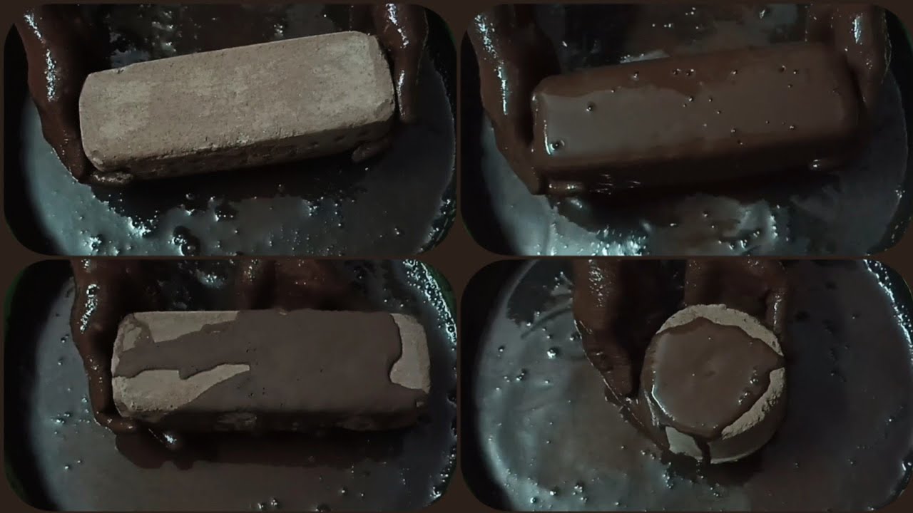 Soft Creamy🤤Chocolatey🍫Dirt Bars Dipping+Crumbling in💦 & Paste Mixing/Playing ASMR