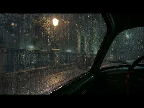 Heavy Rain and Thunder from a Stationary Car - Stormy Car Haven for Sleep, Relaxation, Focus