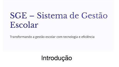 Introdução ao SGE software de gestão escolar 2025