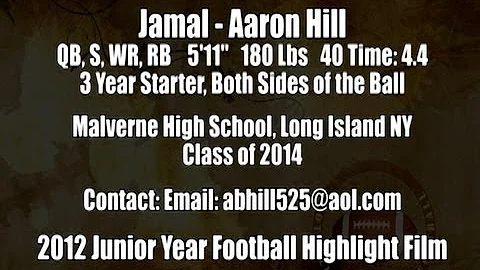 2012 Jamal Aaron Hill Junior Year Football Highlig...