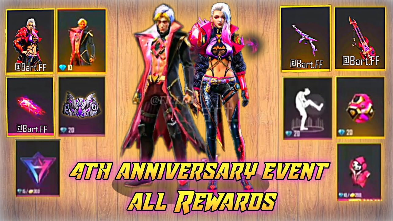 Free fire 4th Anniversary Event all Rewards review | 4th anniversary all Rewards | 