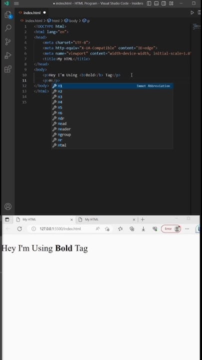 How to use basic HTML tag in html, Bold, Italic, Underline. #html # ...