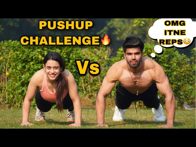 PUSHUP CHALLENGE WITH FITNESS GIRL WHO WILL WIN?😅 badri fitness
