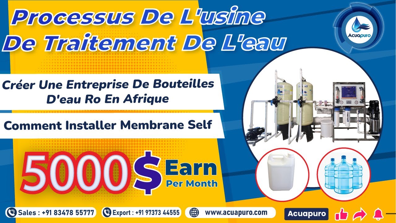 Comment créer une entreprise de bouteilles d'eau en Afrique😍 Gagnez 5000 $/mois🤑 Installer Membrane