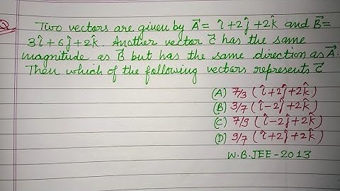 Two vectors are given by A = i+2j+2k and B = 3i+6j+2k ... | jee mains physics | vector | physics