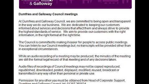 Audio of Dumfries and Galloway Council Committee - 20 September 2013