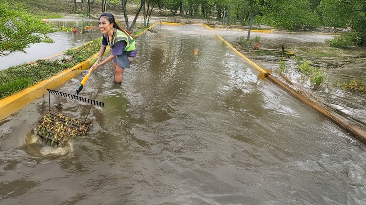 Storm Drain Savior Clearing Debris to Rescue Flooded Streets! 💦🌧️🔧 ...