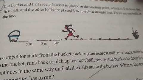 In a potato race, a bucket is placed at the starting point, which is 5m from the first