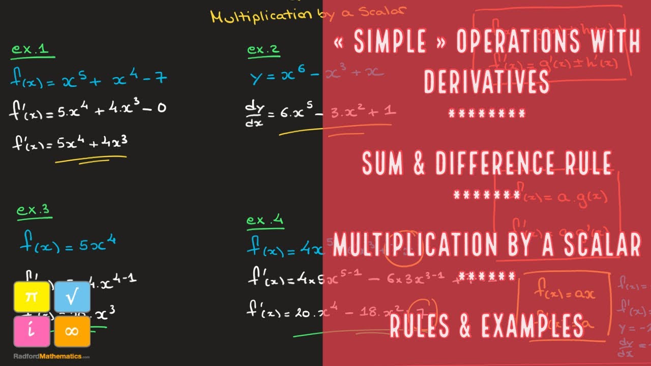 Sum and Difference Rule for Differentiation, Multiplication by a Scalar ...