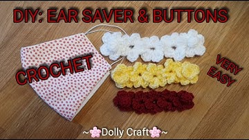 How To Crochet Face Mask Ear Guard With Crochet Buttons #DIY #strap #DollyCraft #Earsave