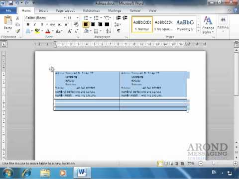 Using Word 2010 - Move a Table - YouTube