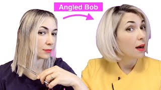 How To Cut Your Own Hair Into Angled Bob | Bob Haircut Step By Step Tutorial Eva Lorman