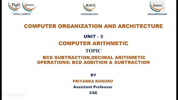 UNIT - 3_BCD SUBTRACTION,DECIMAL ARITHMETIC OPERATIONS: BCD ADDITION & SUBTRACTION