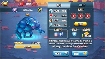 Monster Legends - Blob level 1 to 130 review combat PVP - Good water monster