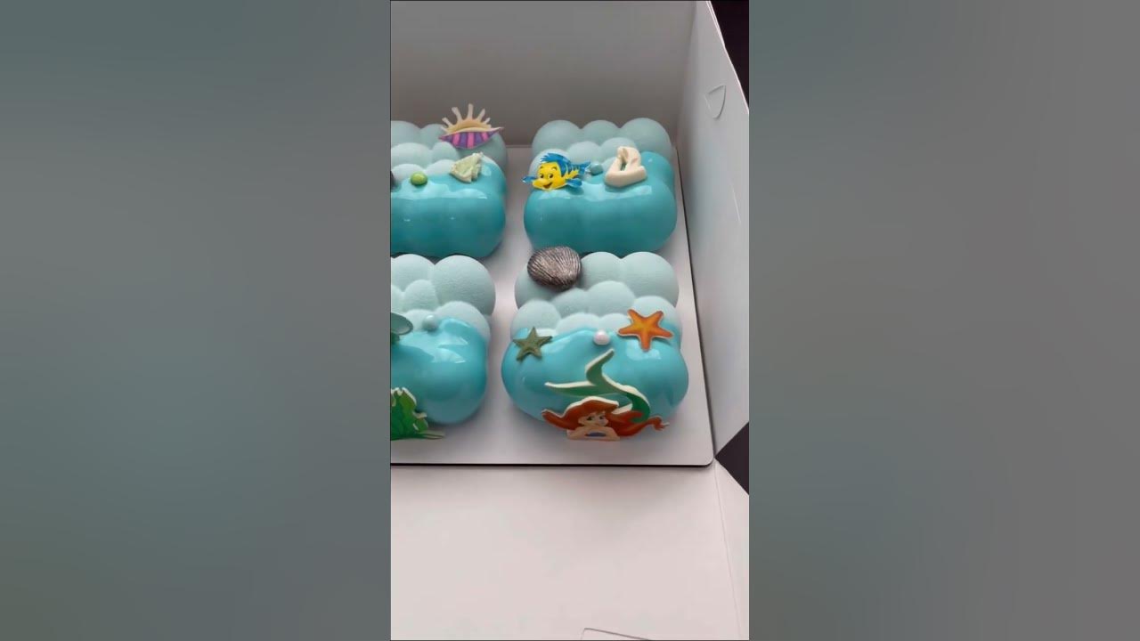 Little mermaid mousse mini cakes #mini #mousse #cake #chocolatecake #ocean #cartoon #shorts